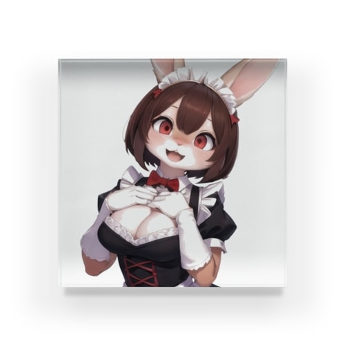 【文字入れ可能受注生産】ウサギの女の子 メイド ケモナー ネザーランドドワーフ アクリルブロック 5,532円
