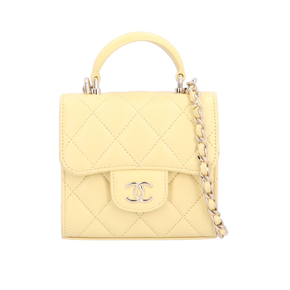 シャネル ミニマトラッセ ショルダーバッグ ラムスキン AP2682 イエロー CHANEL 中古 美品