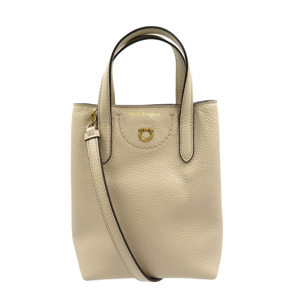 未使用品 サルヴァトーレフェラガモ 212964 ハンドバッグ カーフ/カーフ ベージュ 0026【中古】Salvatore Ferragamo レディース