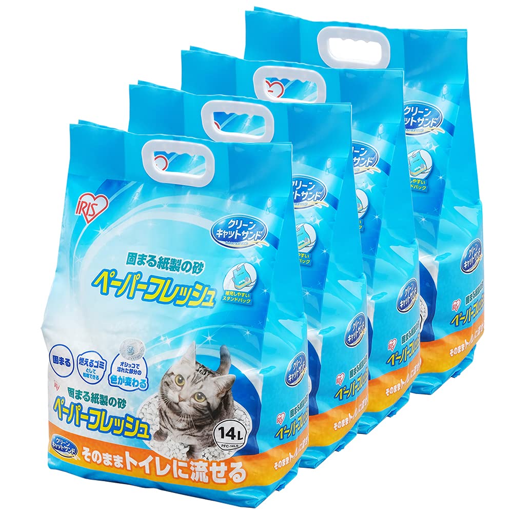 アイリスオーヤマ 猫砂 ペーパーフレッシュ トイレに流せる 固まる スタンドパック PFC-14LS (紙製) 14L×4袋 (ケース販売) 5,914円