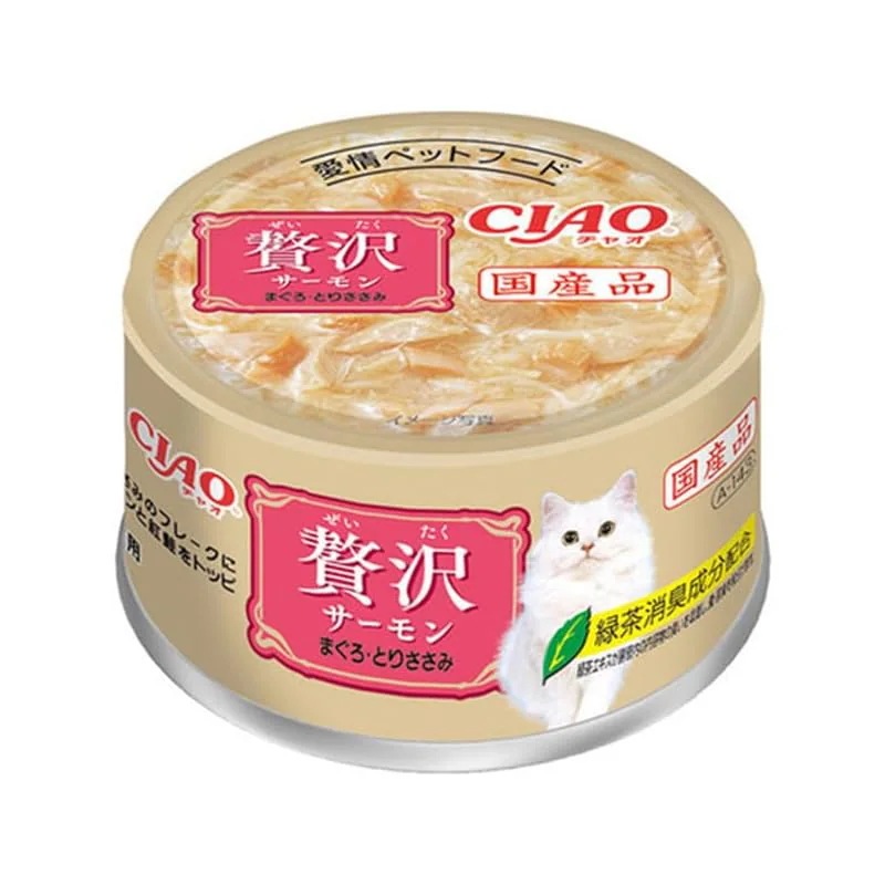 チャオ 贅沢 サーモン まぐろ・とりささみ 80g×24缶