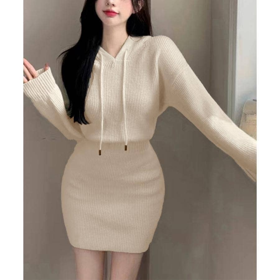 ミニニットワンピース フード付き 韓国風30%までに制限 5,761円