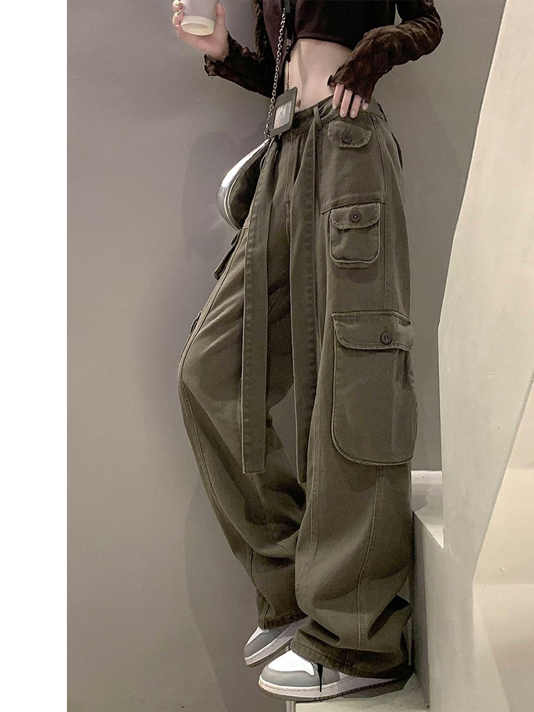 レディース オーバーオール スプリングイン カジュアル ジーンズ ハイウエスト ゆったり ストレート ワイドレッグ スリム ロングパンツ