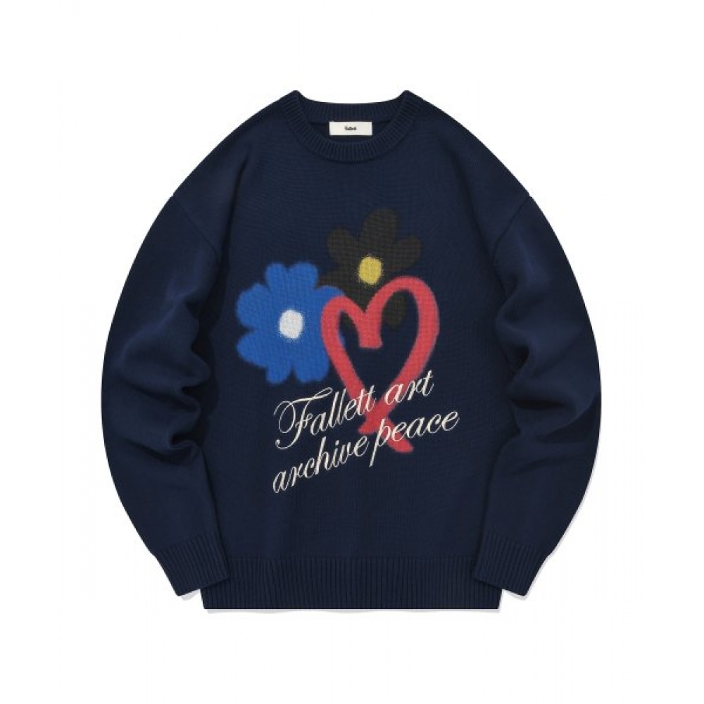 ファレットラブスプレーロングスリーブニットネイビー
