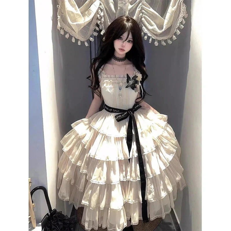 シャオシアンサスペンダードレスサマープリンセスヴィンテージスカート
