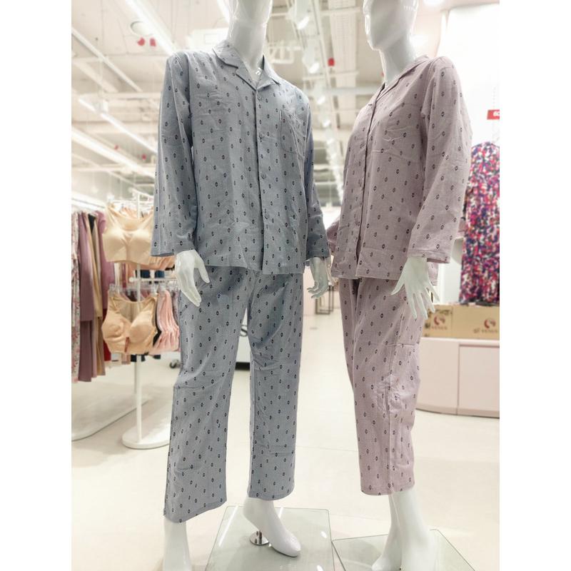 [釜山店] [ワコール] 綿起毛 幾何学 カップル パジャマ(WPAA503WWPAA503M)