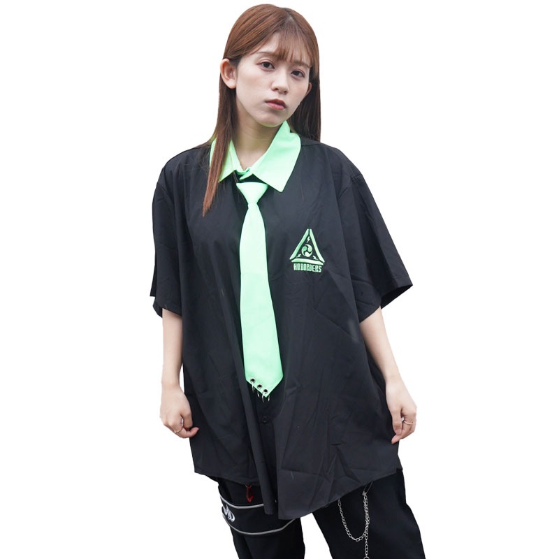 [半袖]渦雷 シャツ 原宿系 サイバー 病みかわいい パンク 大きいサイズ ユニセックス グリーン jr-454-116 5,121円