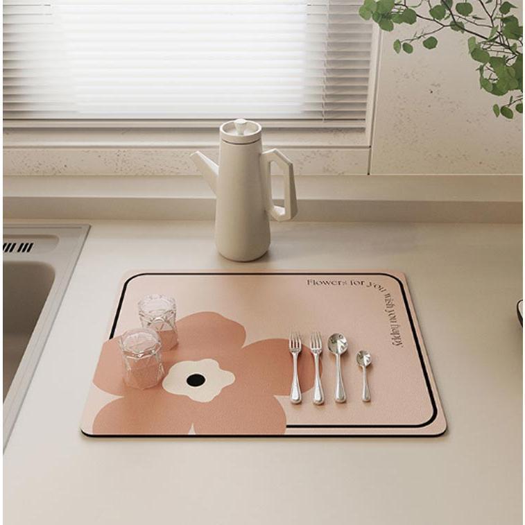 30×50cm 水切りマット ソフトマット キッチンマット コースター 折りたたみ 食器乾燥マット おしゃれ 拭ける シンク 水切り 台所用品 滑り止