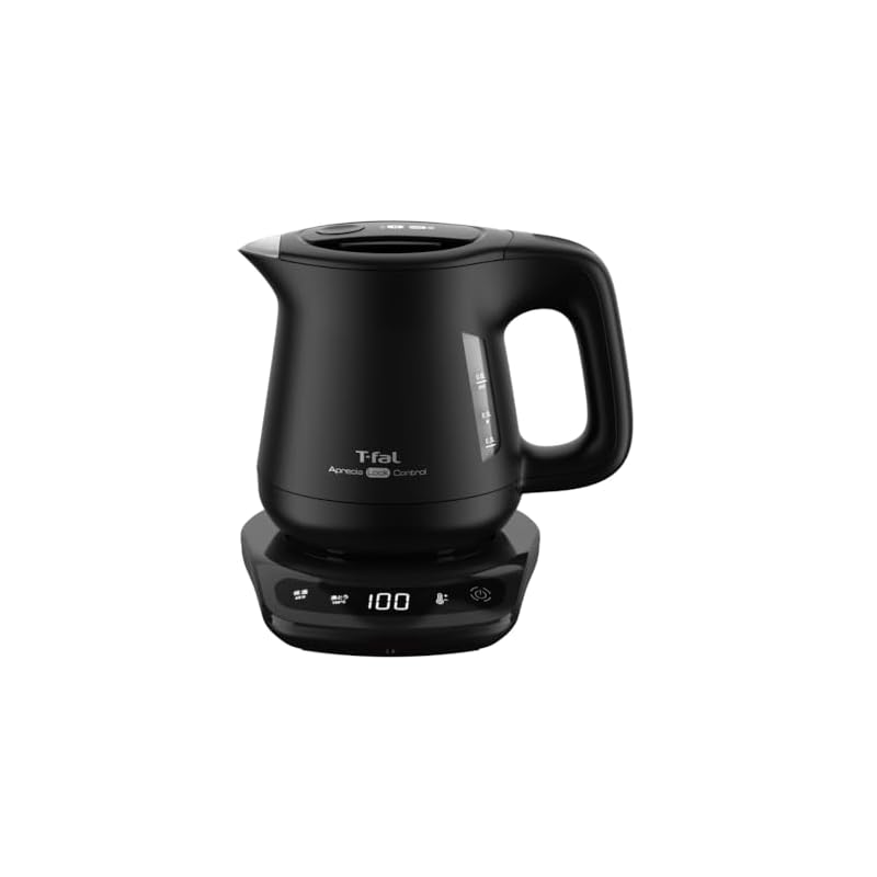 ティファール 電気ケトル 0.8L 温度調節 9段階 マットな質感のデザイン 転倒お湯もれロック 「アプレシア ロック コントロール ブラック」 省スチーム設計 保温 KO8608J0