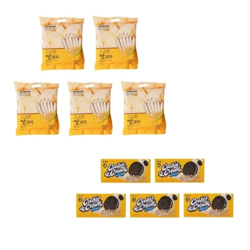 ノーブランド香ばしい米菓子270g x5個+クッキークリームサンド744g x5個学校事務所