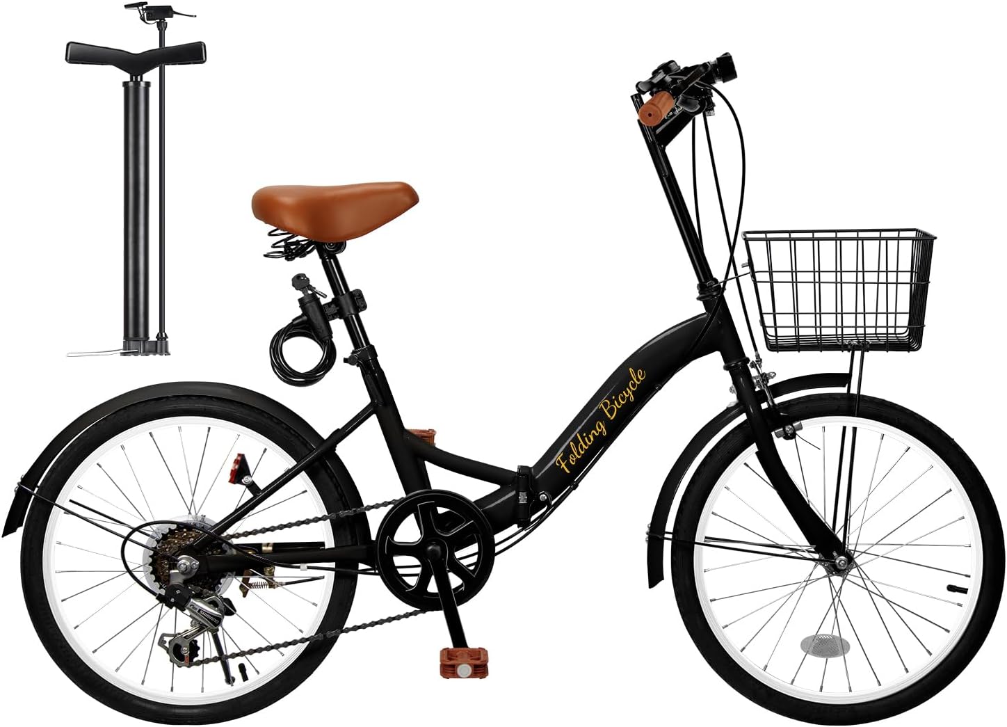 折畳み自転車 20インチ 軽量 素早く折畳可能 シマノ６段変速 高炭素鋼フレーム ハンドル・サドル高さ調整可能 通勤 通学 折りたたみ自転車 前後泥除け装備 ワイヤーロック/ライト/カゴ/空気入れ付き 11,077円