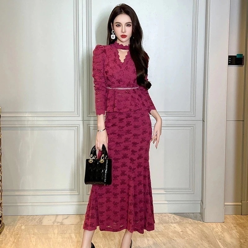 【JY.上品】 秋冬 ワンピースセット 上下セット レース マーメイド パーティードレス キャバ 着痩せ 大人 同窓会 披露宴 卒業式 結婚式 演奏会 ウェディング 二次会30%までに制限