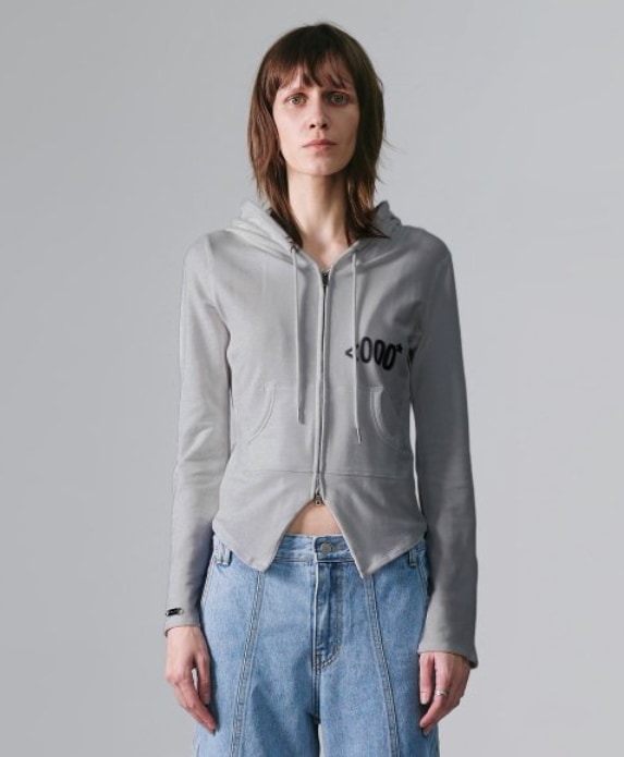 【NACHE】 EMPTY SLIM FIT HOODIE ZIP-UP : GRAY