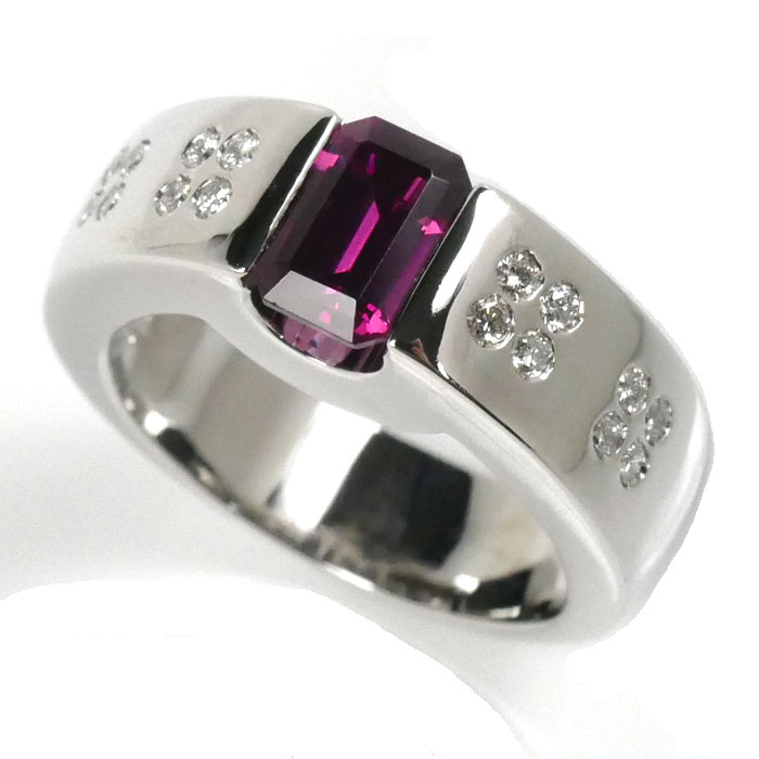 Ponte Vecchio ポンテヴェキオ K18WG ホワイトゴールド リング・指輪 ロードライトガーネット ダイヤモンド0.18ct 12号 12.0g レディース 中古