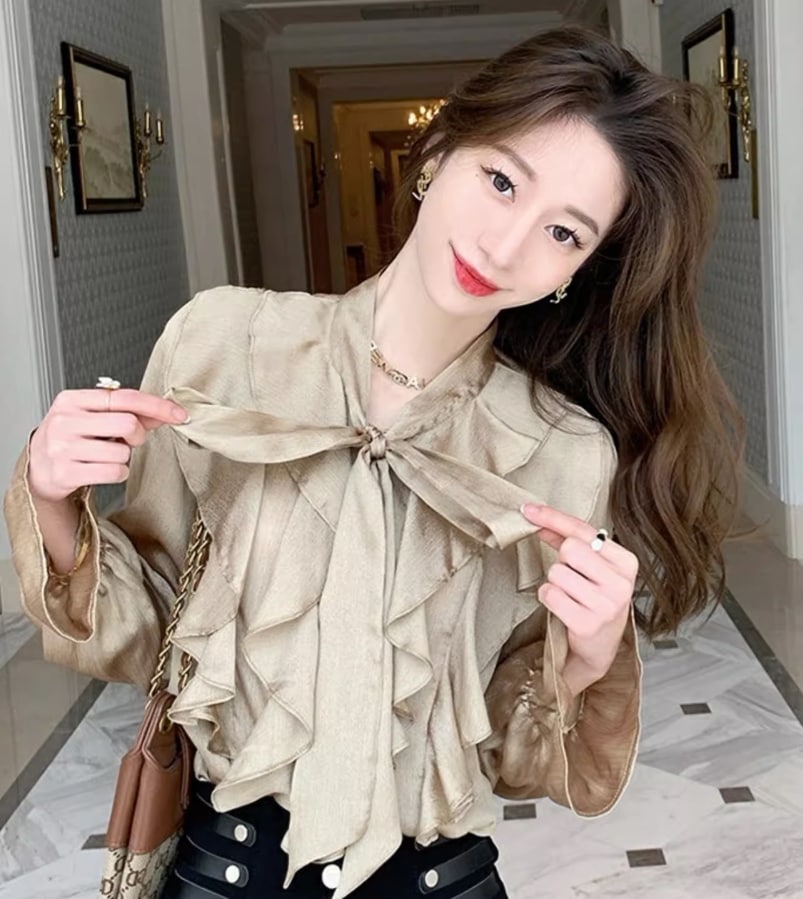 トップス デート モテアイテム シャツブラウス 袖あり シフォン 大人可愛い きれいめ 上品 おしゃれ かっこいい 大人可愛い ラブリー キュート ガーリー クール モード系 セクシー エレガント 5,378円