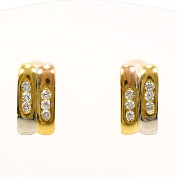 PT850 プラチナ K18YGPG ピアス ダイヤ 0.09 ×2 ジュエリー 中古