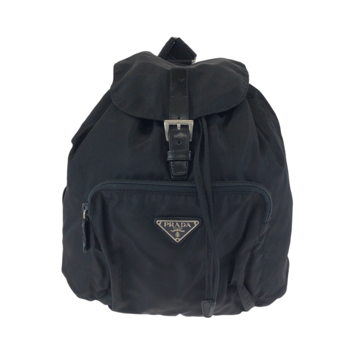 美品 テスート 三角ロゴプレート ブラック 黒 シルバー金具 ナイロン BZ5827 リュックサック バックパック レディース 502093