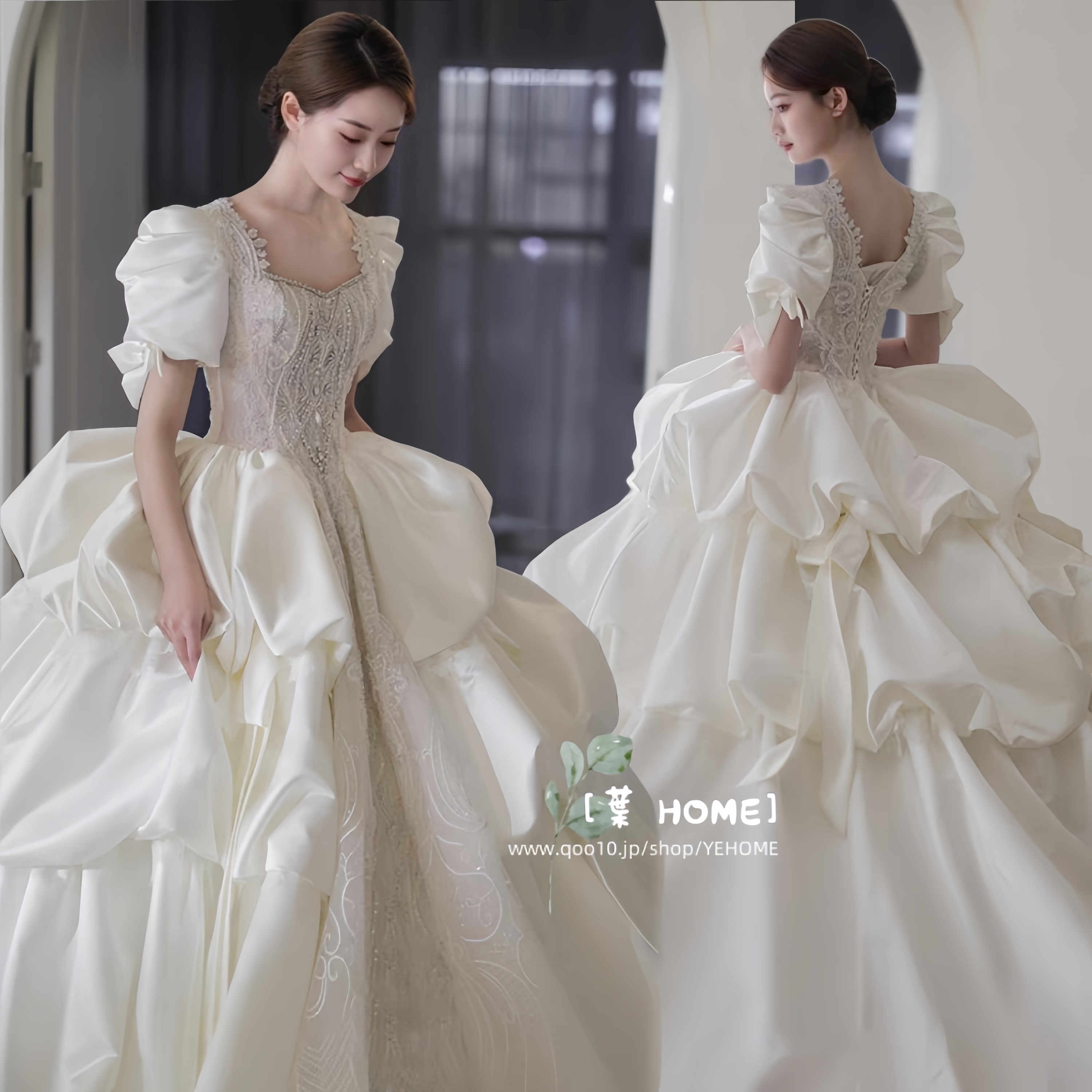 [葉 HOME] 豪華なドレス ウェディングドレス パーティードレス 花嫁ロングドレス 結婚式 二次会 エレガント お呼ばれ 挙式 簡約 姫系発表会 コンサート パーティー 韓国ファッション