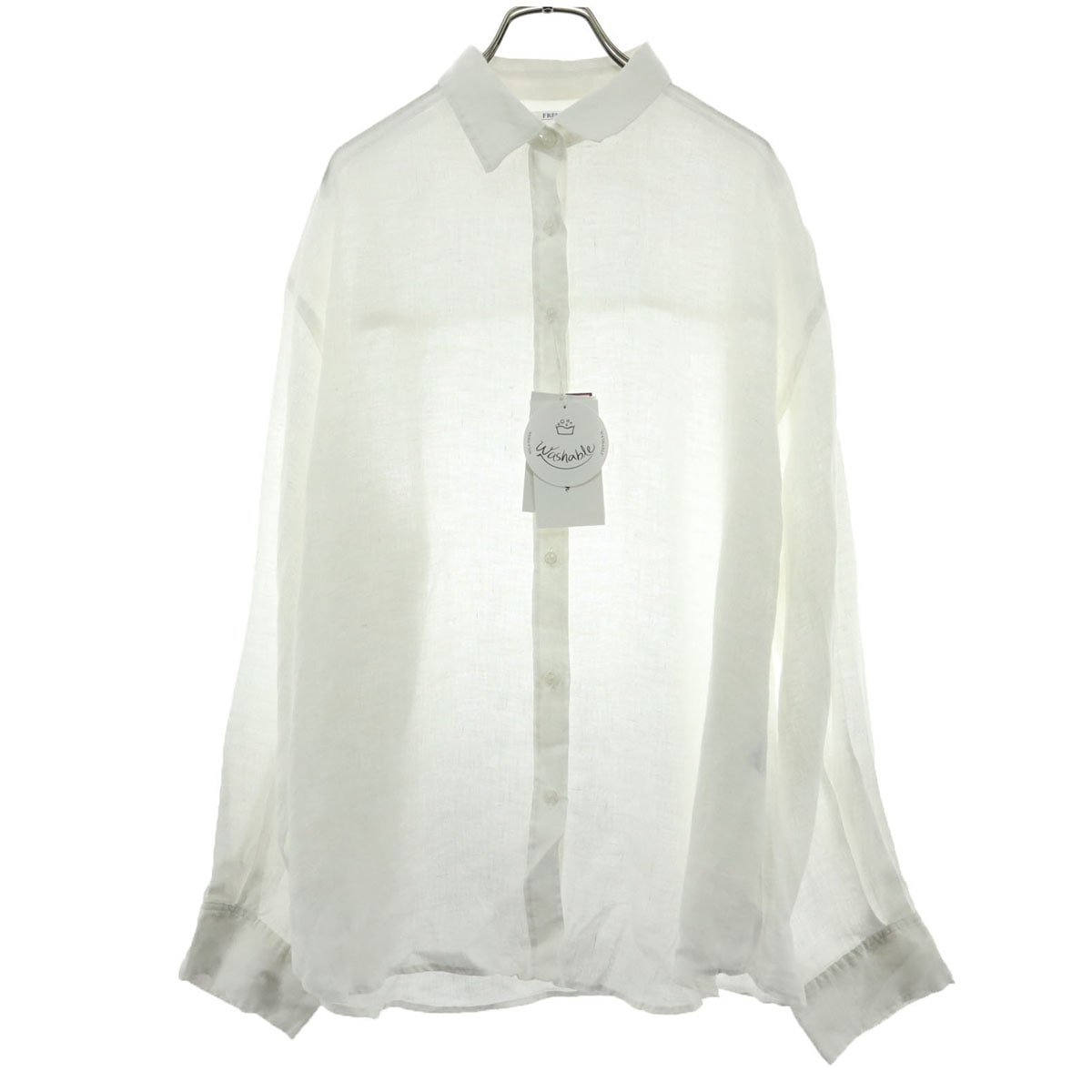 未使用 25SS 長袖 オーバーサイズ リネンシャツ F ホワイト 09WFB251040 フレンチリネン メンズ 古着