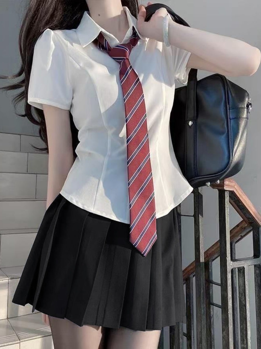 【1点ご購入 で10点プレゼントいたします】制服バンドウエスト入り白シャツ女学院風泡半袖仕立てシャツプリーツスカートスーツ 195,828円