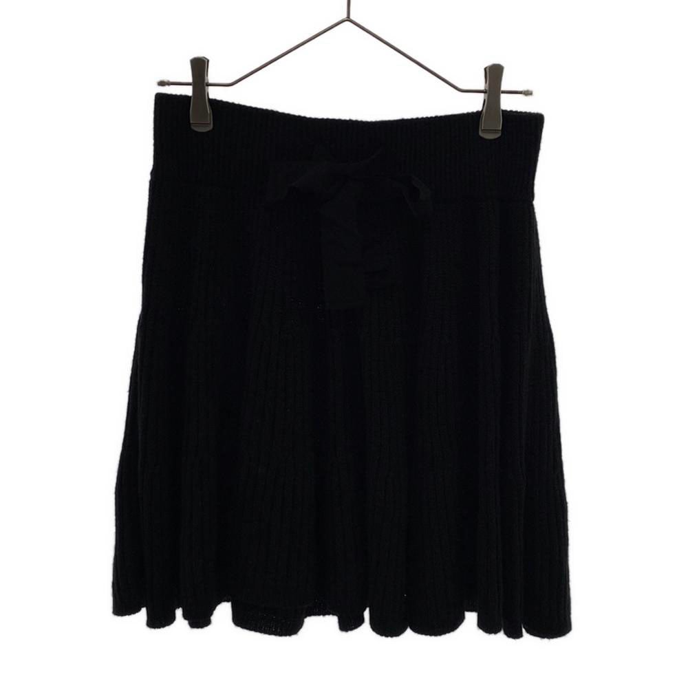 ウールブレンド ニット 膝丈スカート 38 ブラック ウエストリボン レディース 5,273円