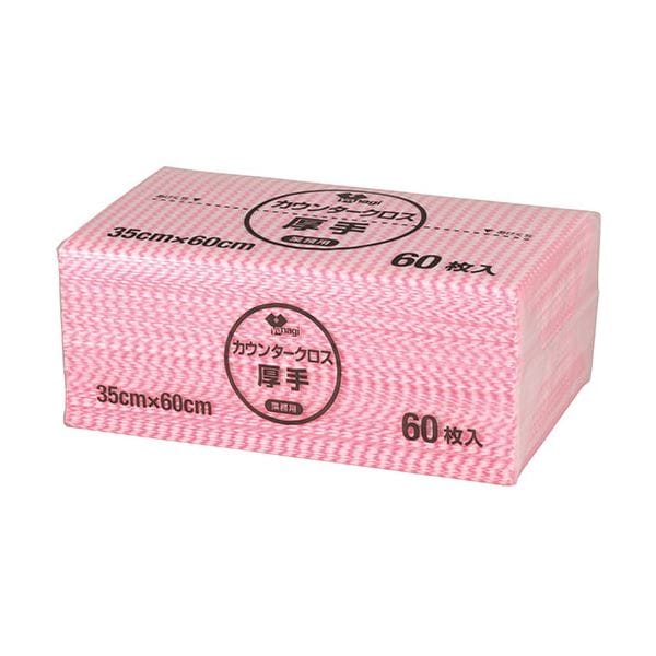 （まとめ）やなぎプロダクツ カウンタークロス 厚手ピンク KT-027 1パック（60枚）[x2]
