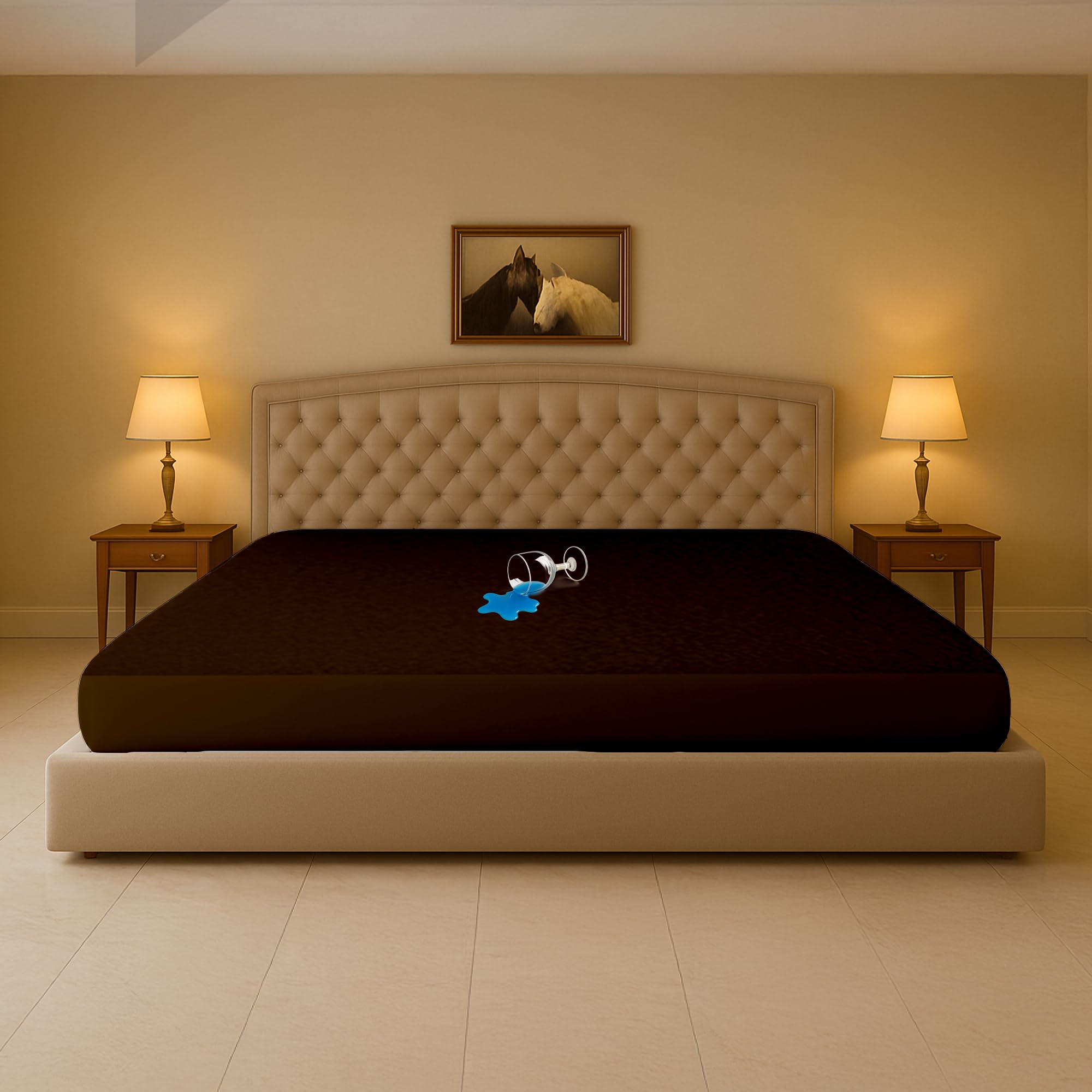 SGI 寝具 アラスカキング 防水マットレスプロテクターパッドカバー フィットスタイル スーパーソフトテリー生地 チョコレート 最大38.12cmまでフィット ディープポケット 洗濯簡単 ビニールフリ