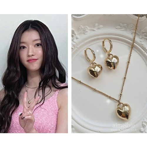 [ビビジ シンビ 着用] モダン ハート レイヤード ネックレス (Gold ver) 韓国ジュエリー 人気ジュエリー 韓国ファッション