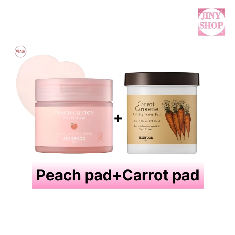 キャロットカロテンカーミングウォーターパッド, 60枚+ 新作！ピーチコットンジンクPCAさらさらしっとりパッド70枚/ニンジンパック/ピーチパック/韓国人気パック/韓国フェイスパック