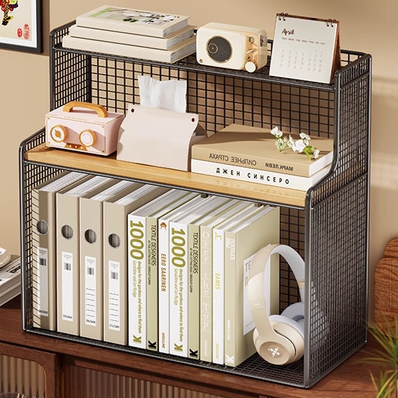 オフィスデスクシェルフホームリビングルームチルドレン絵画の調理器具小さな本棚ワークステーションドキュメント装飾的なストレージキャビネット