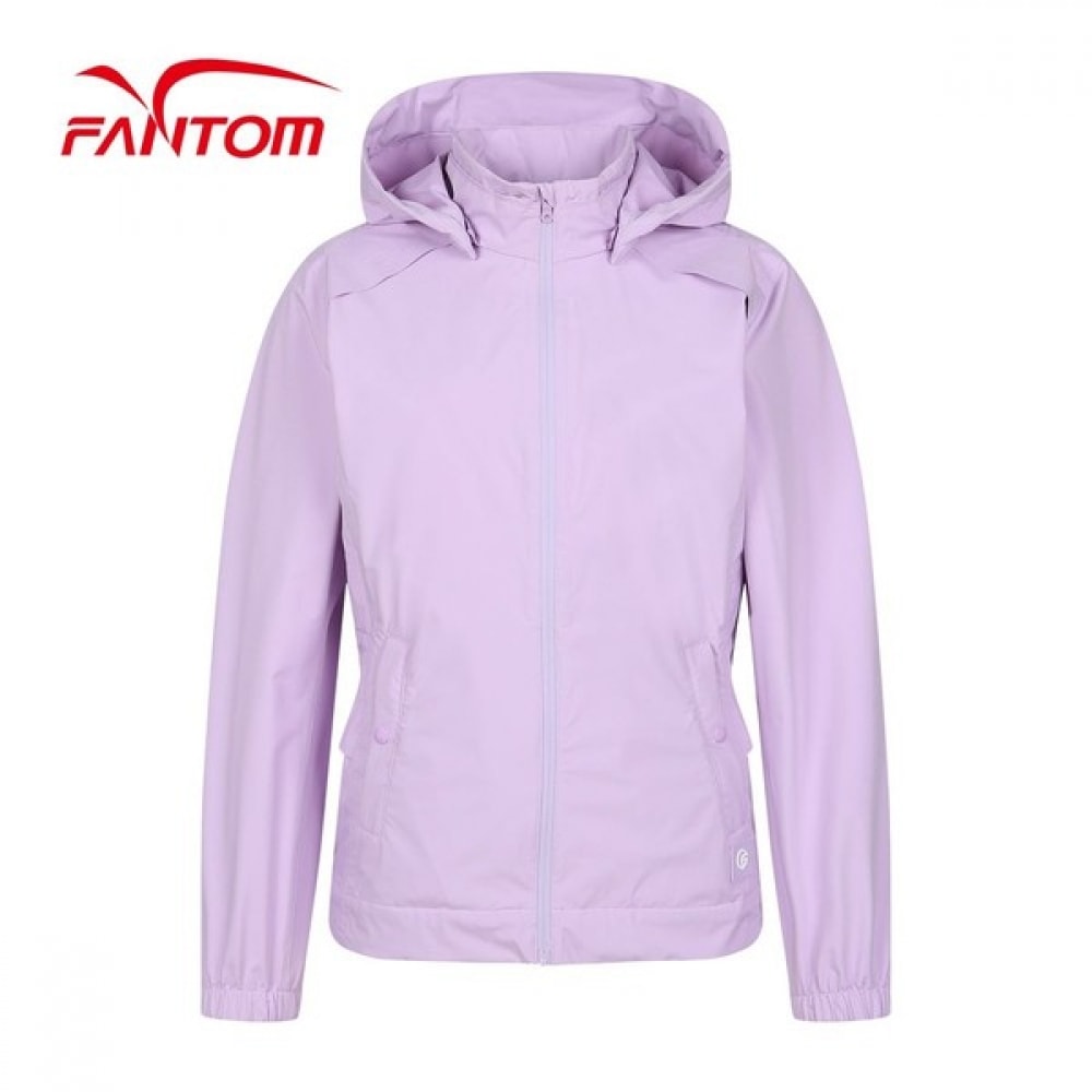 [Phantom] レディースフード付き着脱式無地防風ジャンパー