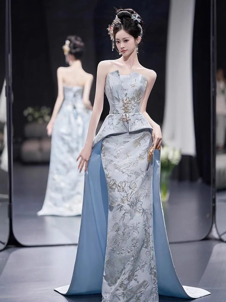 パーティードレス イブニングドレス女性2025新しい婚約ブライダルドレス