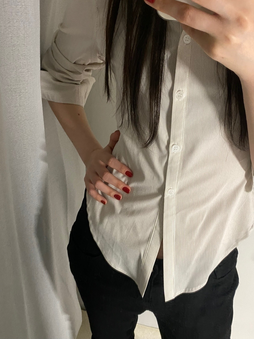 斜め ロールアップ シャツ