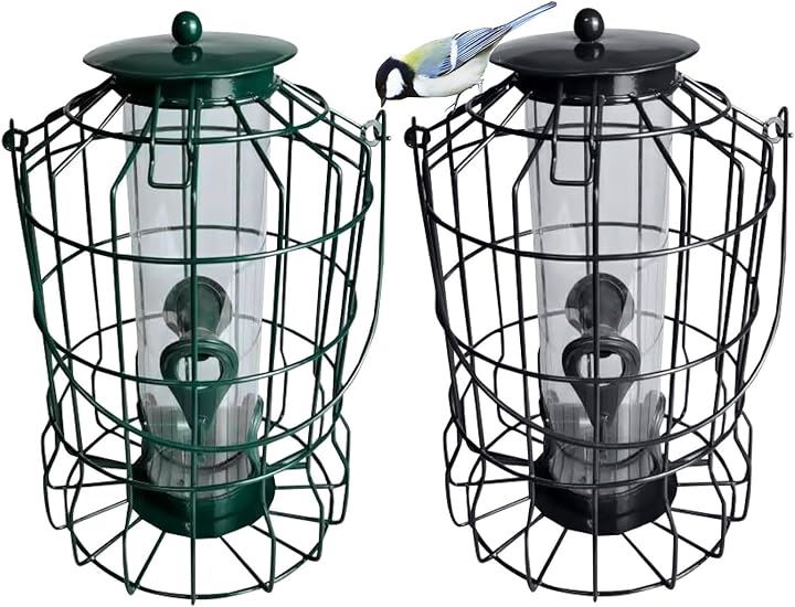 バードフィーダー ヒヨドリよけ えさ台 小鳥 餌入れ 野鳥の餌台 野鳥餌台 鳥のエサ台(グリーンとブラック)
