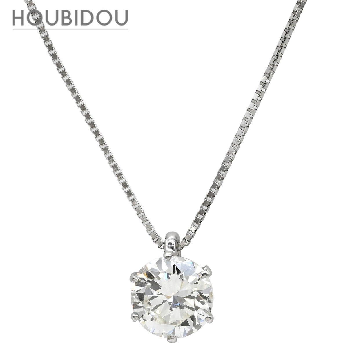 ネックレス ダイヤモンド 1.351ct プラチナシルバー プラチナ 1P 1石 1粒 6本爪 ソリティア ベネチアンチェーン 【中古】