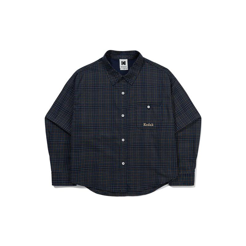 [公式]チェックセミクロップウィンドシャツウーマン NAVY