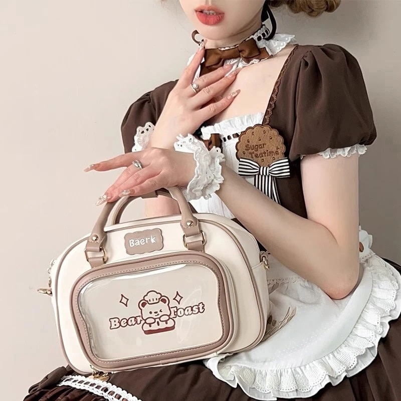 【1つ買うと10個無料】【7日以内出荷】痛バッグ　 痛バ　リボン PU革　トートバッグ　　病みかわ　地雷系　ゴスロリ　ロック　量産型