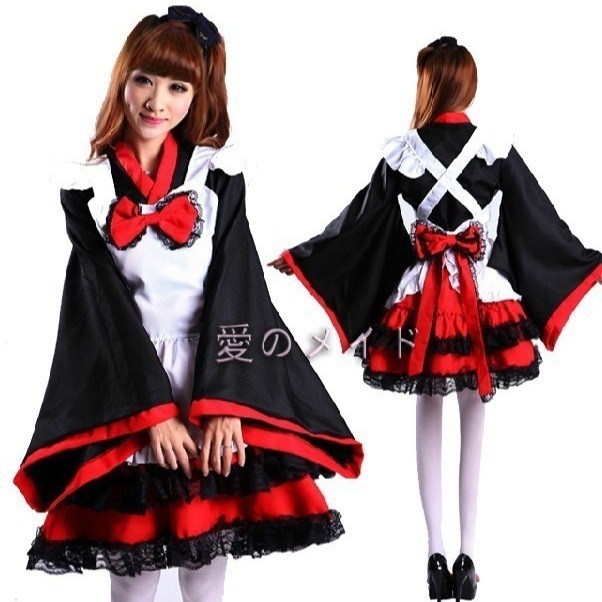 着物振袖メイド服巫女装コスプレ女装ロリータ洋服和风メイド服萌え