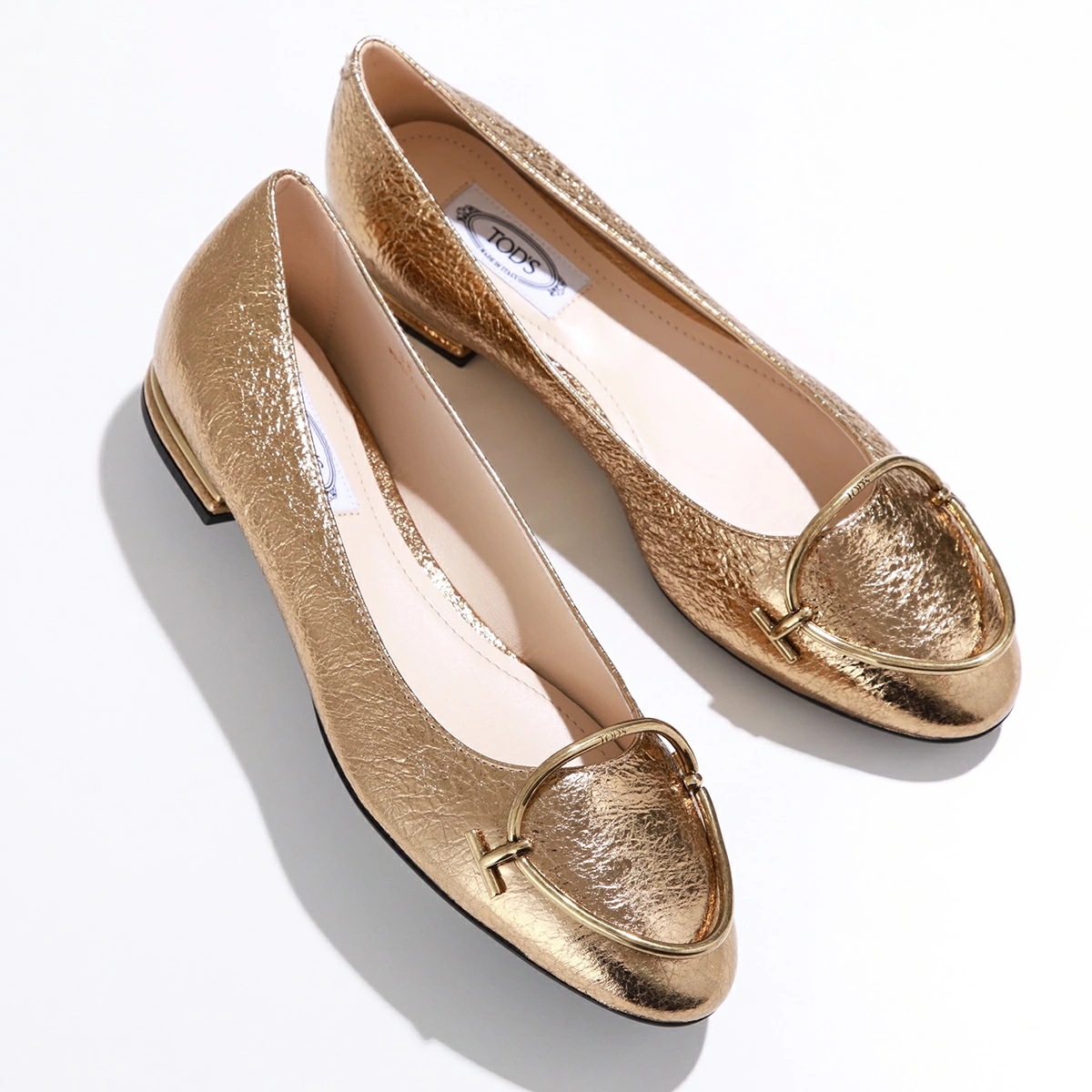 TODS トッズ パンプス XXW38B0AT50RDA レディース フラット レザー メタリック メタル シューズ 靴 G209