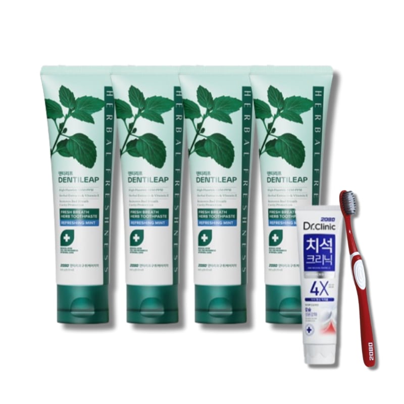 [4個セット] デンティリーフ 高フッ素 1450ppm配合 口臭ケア 歯磨き粉 180g×4個+GIFT 歯ブラシ 1個(色ランダム)&歯石クリニック 歯磨き粉50g 5,219円