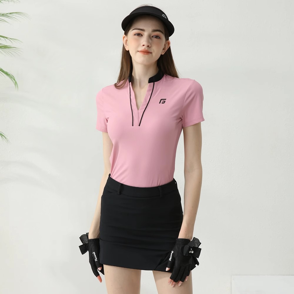 ゴルフウェア レディース スポーツウェア ゴルフスカート プリーツスカ 半袖 Tシャツ スカート 上下セット 白黒 ピンク 女性 テニスウェア 速乾 春 夏 韓国風 おしゃれ