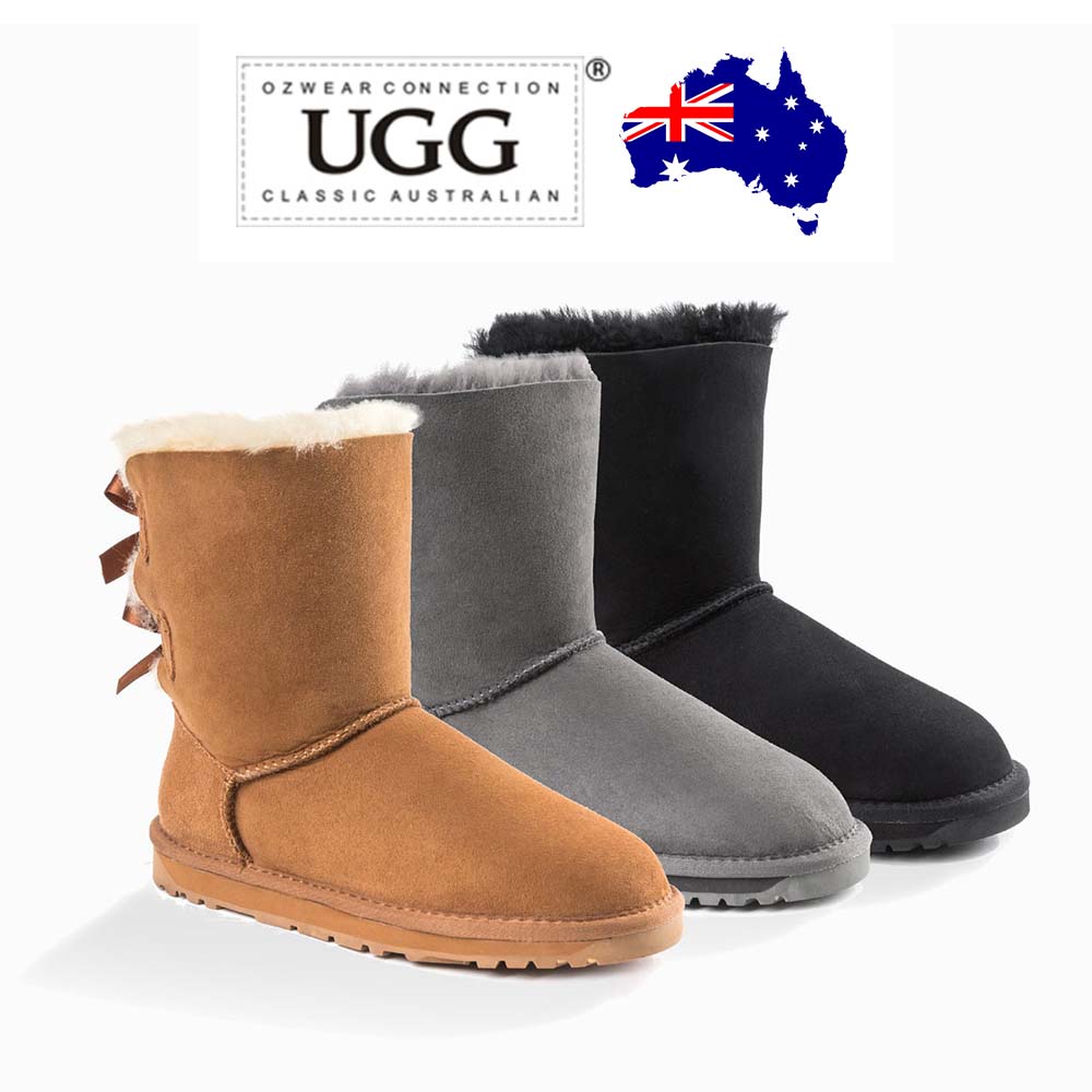 本革 羊革 クラシック ショーツ リボン ブーツ by OZWEAR Australia