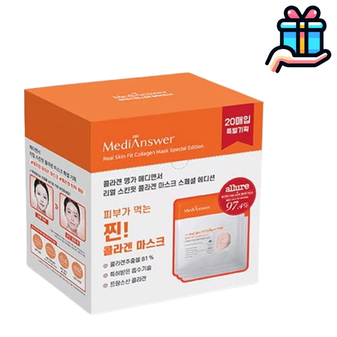 [企画商品]リアルスキンフィットコラーゲンマスク20枚+2枚 韓国コスメ 正規品 弾力 シワ 超密着 毛穴ケア ホームケア ほうれい線 韓国人気 保湿 水分 高栄養 復元 低刺激