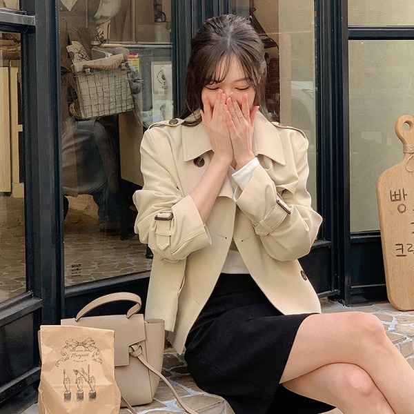 バックタックショートトレンチコート jk1292