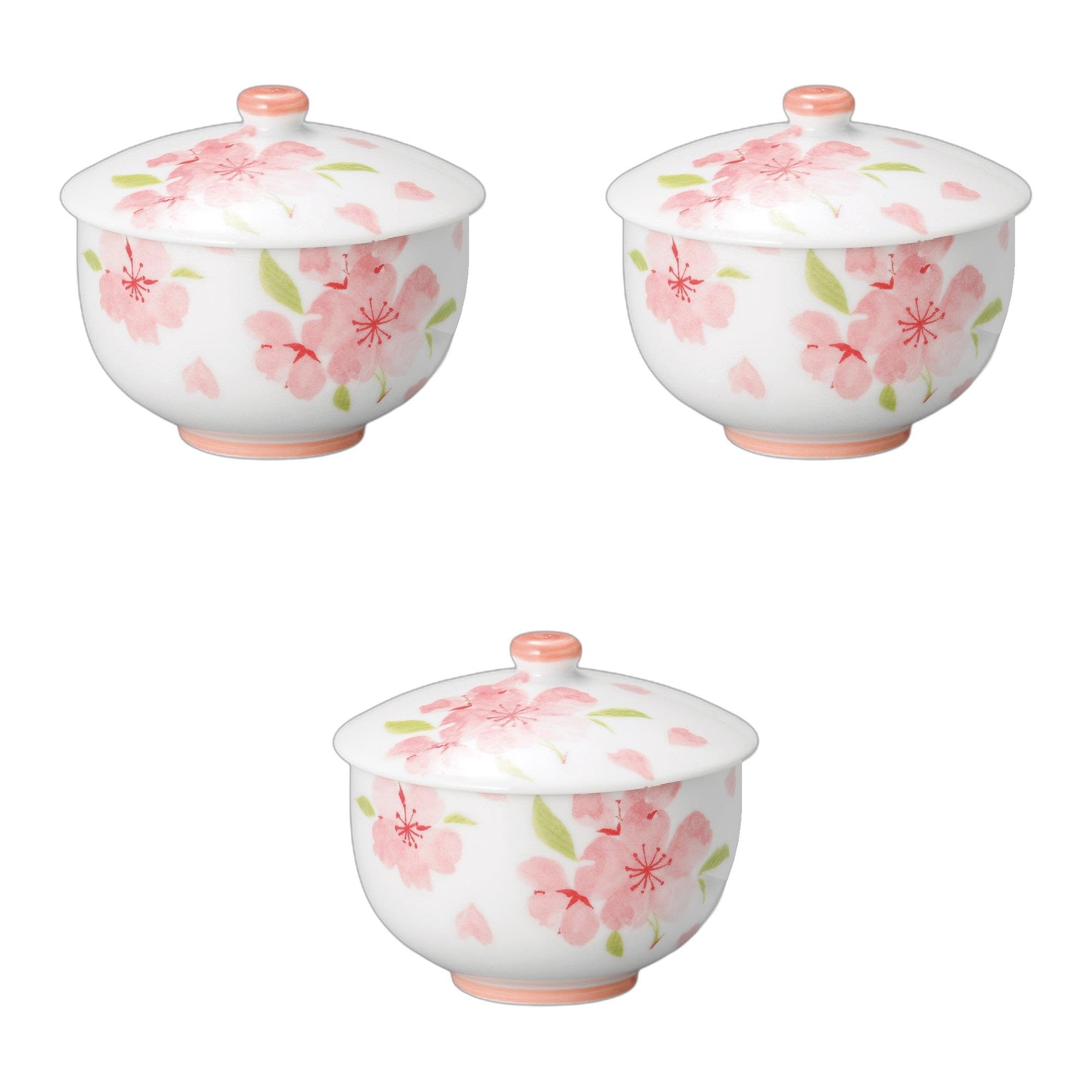 セトモノホンポ(Setomonohonpo) 3個セット 里桜ピンク蓋付千茶 [ 8.7×7.8cm220cc ] 煎茶陶磁器