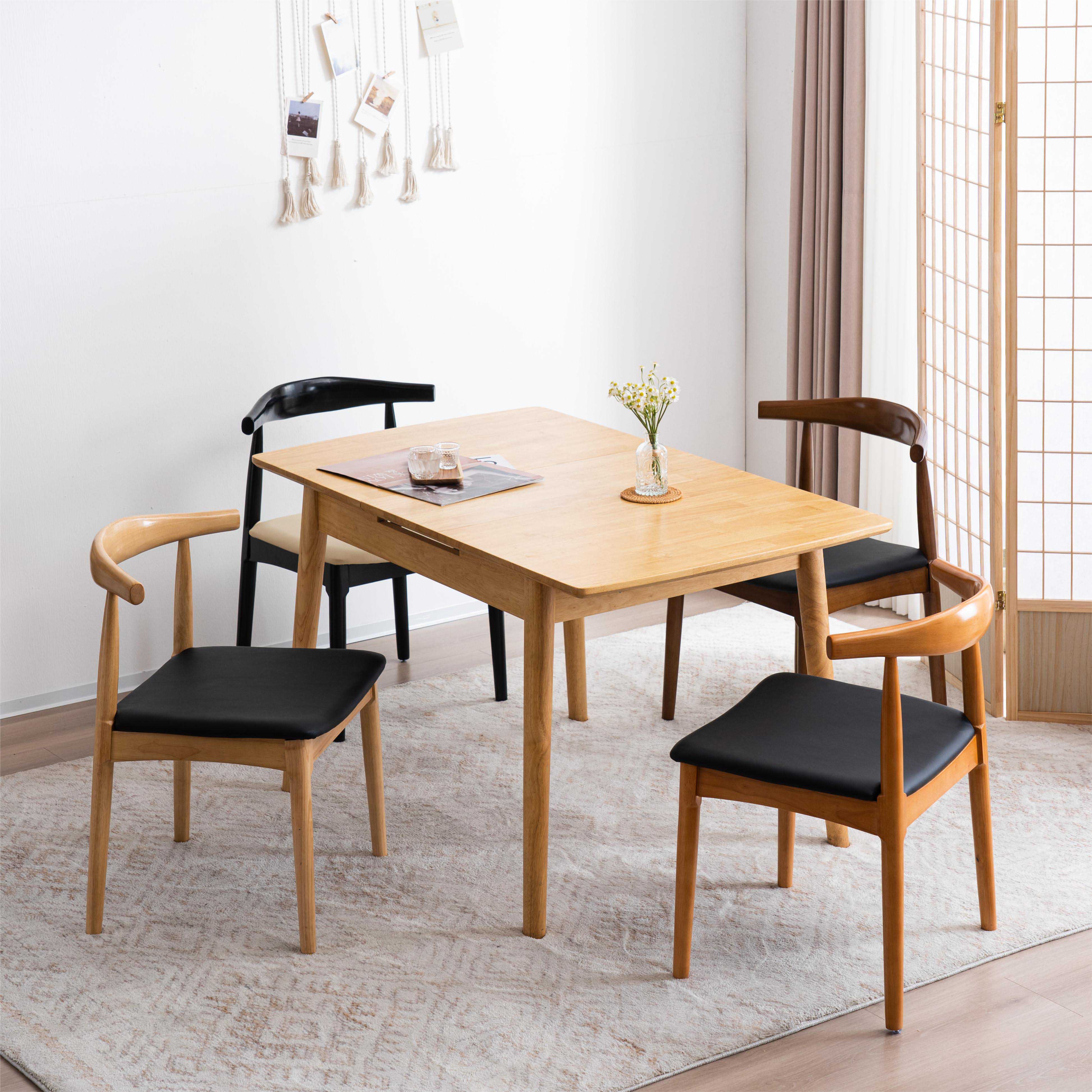 【国内即日発送】ダイニングチェア 椅子 木製 PU座面 おしゃれ イス リビング チェア 人気　 ブラック