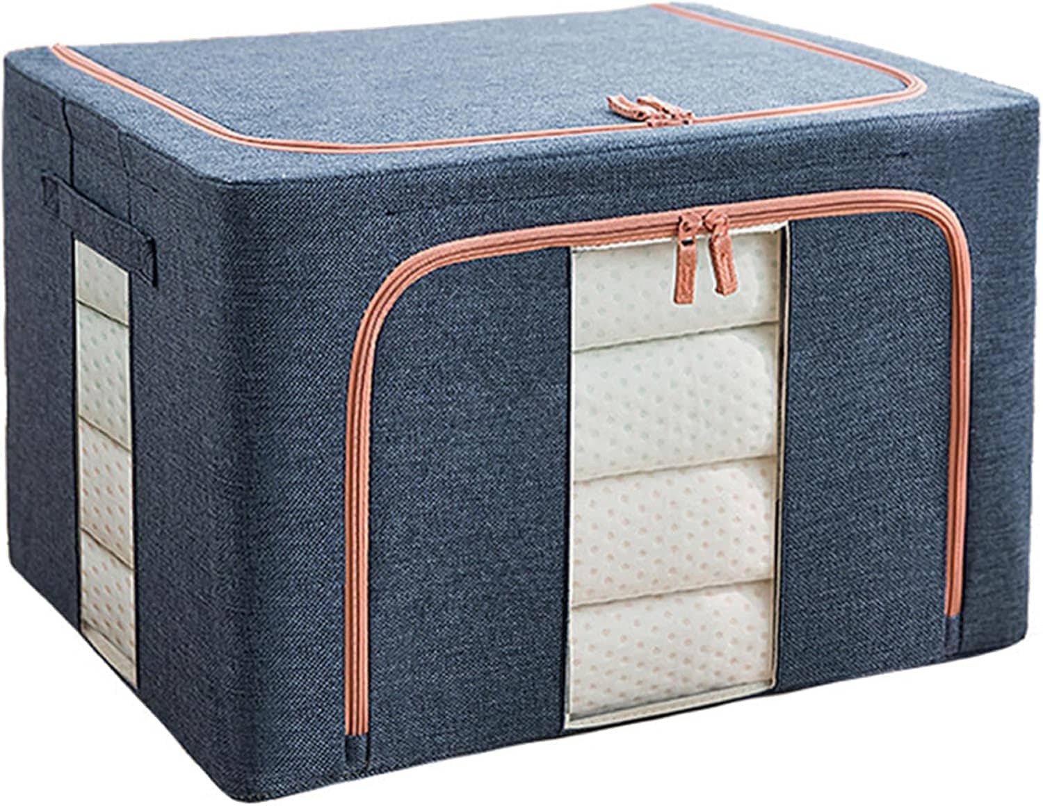 大容量収納ボックス 収納袋 天然綿麻厚手生地 透明窓付き 衣類収納 防塵防湿無臭 高耐久性 折りたたみ 7,598円