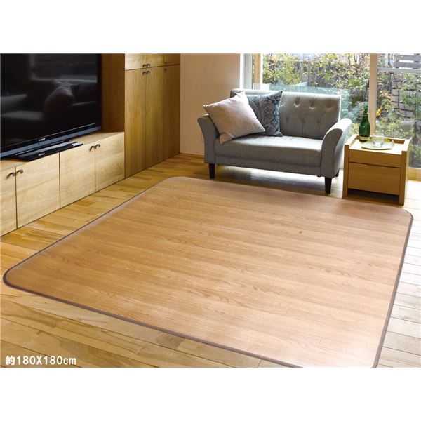 ラグマット 180cm×240cm ライトベージュ 抗菌 撥水 滑り止めシート付 ホットカーペット対応 消臭機能 ダイニングラグ リビング