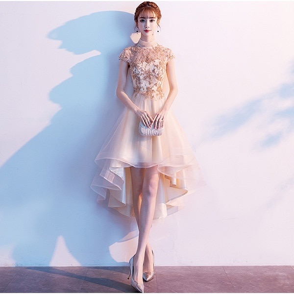 ワンピースドレスドレスピアノ発表会 ピアノ ドレス 小さいサイズ ブライズメイド 発表会 ファスナータイプ ドレス 大人 袖付きパーティードレス 演奏会 フィッシュテールドレス 母親 大きいサイズドレス