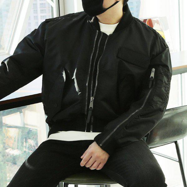 WMGメンズビッグサイズ二重ジッパーディテール航空ジャンパー